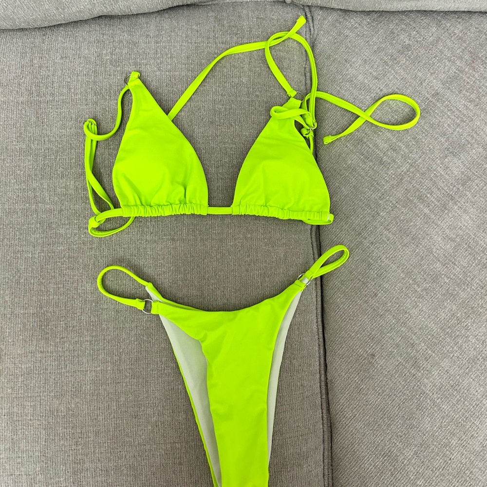 Neon Lime Green Triangle Bikini Set